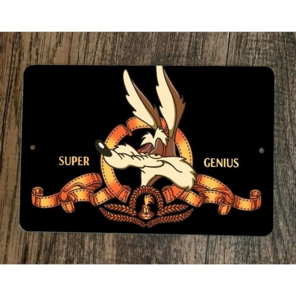 Super Genius Looney Coyote 8x12 Metal Wall Sign Wile E